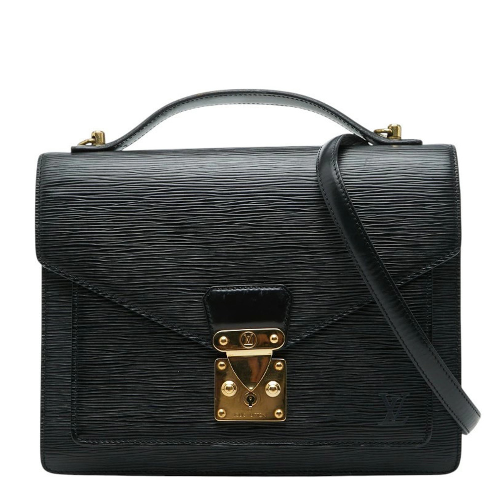 Louis Vuitton Epi Monceau 2way Shoulder Bag Noir Black Leather